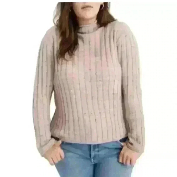 Madewell PINKISH BEIGE Donegal Evercrest Turtleneck Sweater Women's Small - Picture 7 of 12